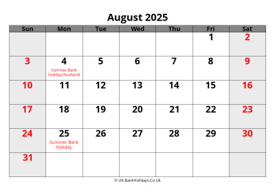 August 2025 Word Calendar