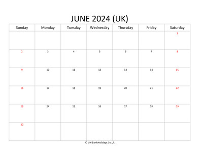 Editable June 2024 Monthly Calendar
