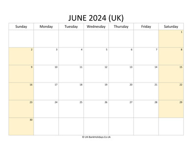 editable june 2024 uk calendar