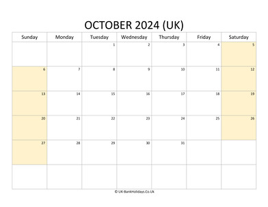 Editable October 2024 Calendar