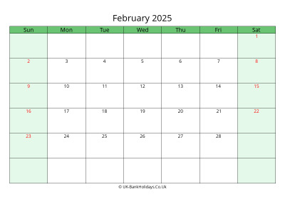 February 2025 Calendar To Print