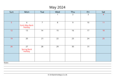may 2024 monthly uk calendar printable