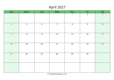 april 2027 uk calendar to print
