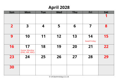 april 2028 word uk calendar