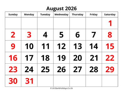 august 2026 pdf uk calendar