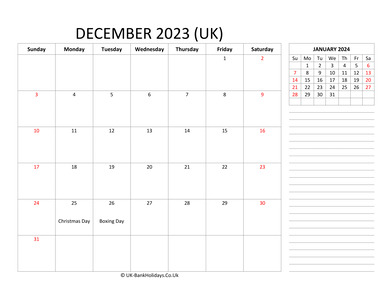 december 2023 uk calendar template
