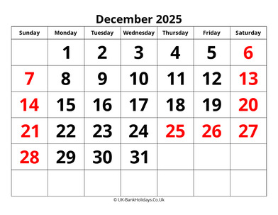 December 2025 PDF Calendar
