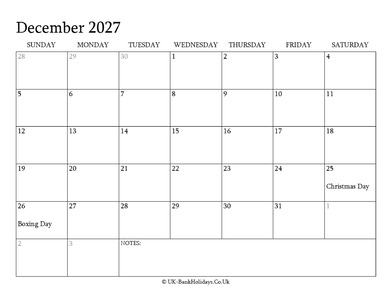 december 2027 editable uk calendar with holidays