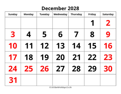 december 2028 pdf uk calendar