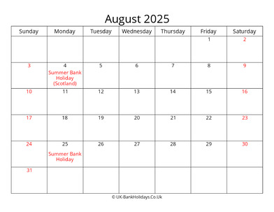 editable august 2025 monthly uk calendar