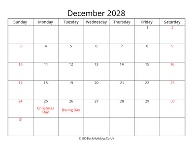 editable december 2028 monthly uk calendar
