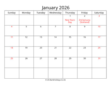 Editable January 2026 Monthly Calendar