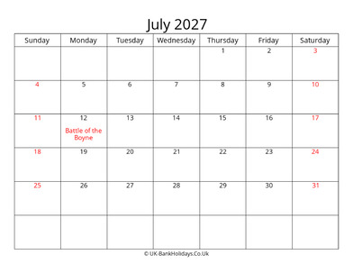 editable july 2027 monthly uk calendar