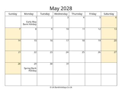 Editable May 2028 Calendar