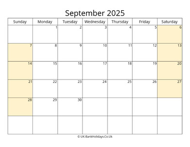editable september 2025 uk calendar