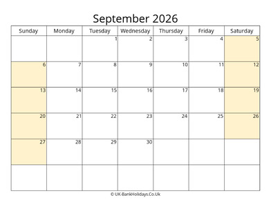 Editable September 2026 Calendar