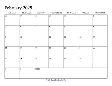february 2025 editable uk calendar with holidays