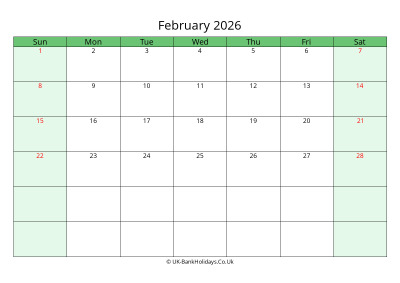 February 2026 Calendar to Print
