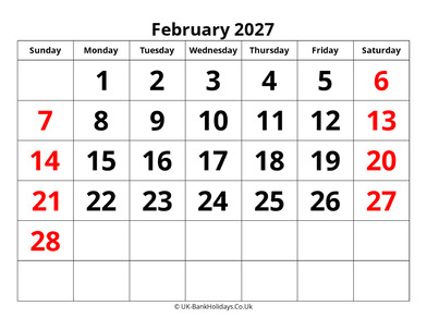 february 2027 pdf uk calendar