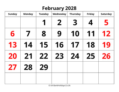 february 2028 pdf uk calendar