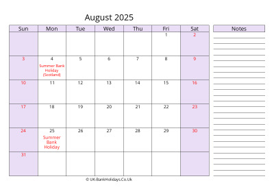 free printable august 2025 uk calendar
