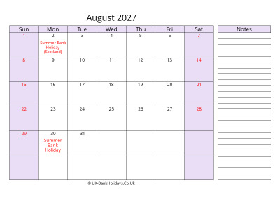free printable august 2027 uk calendar