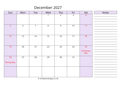free printable december 2027 uk calendar