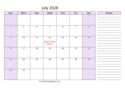 free printable july 2028 uk calendar