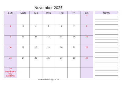 free printable november 2025 uk calendar