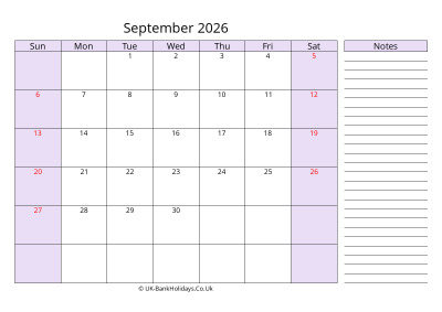 free printable september 2026 uk calendar