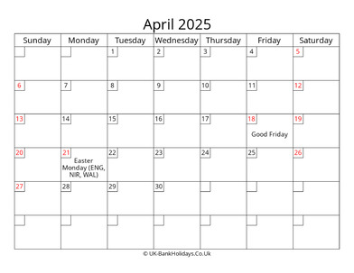 free printable uk calendar april 2025