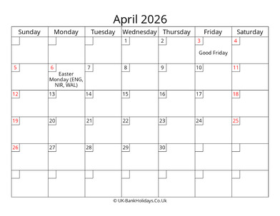free printable uk calendar april 2026