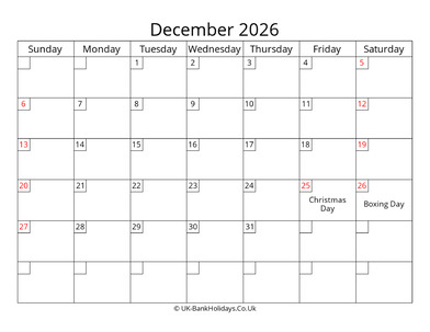 free printable uk calendar december 2026