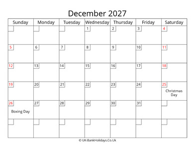 free printable uk calendar december 2027