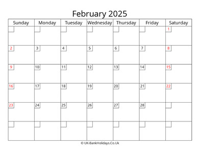 free printable uk calendar february 2025