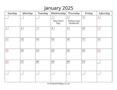 free printable uk calendar january 2025