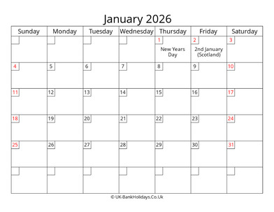 free printable uk calendar january 2026