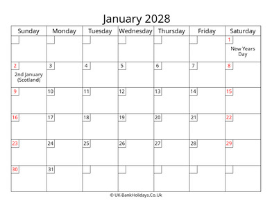free printable uk calendar january 2028