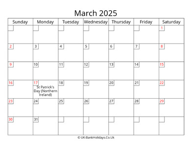 free printable uk calendar march 2025