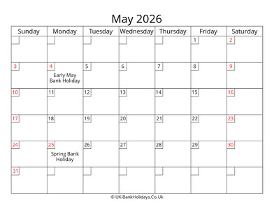 Free Printable Calendar May 2026