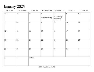 january 2025 editable uk calendar with holidays