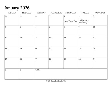 January 2026 Editable Calendar with Holidays