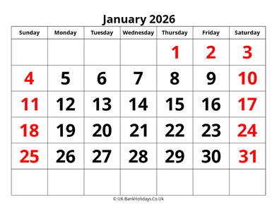 January 2026 PDF Calendar