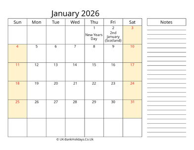 January 2026 Calendar that Work