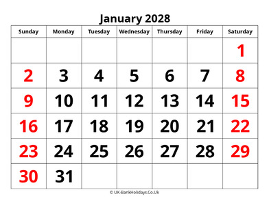 january 2028 pdf uk calendar