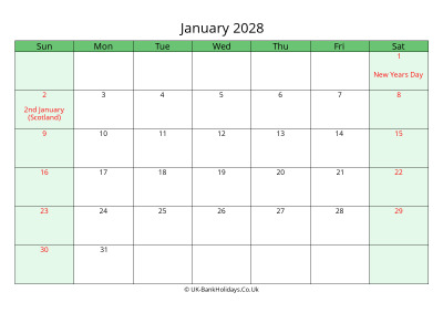 january 2028 uk calendar to print