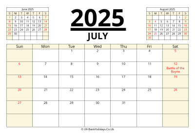 july 2025 printable uk calendar