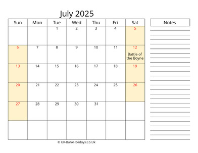 july 2025 uk calendar that work