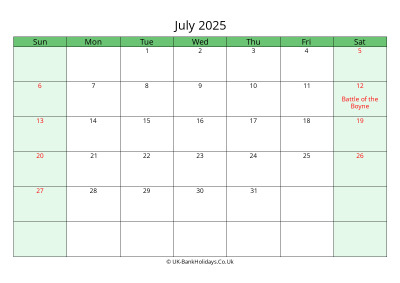 july 2025 uk calendar to print