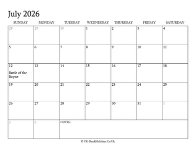 july 2026 editable uk calendar with holidays